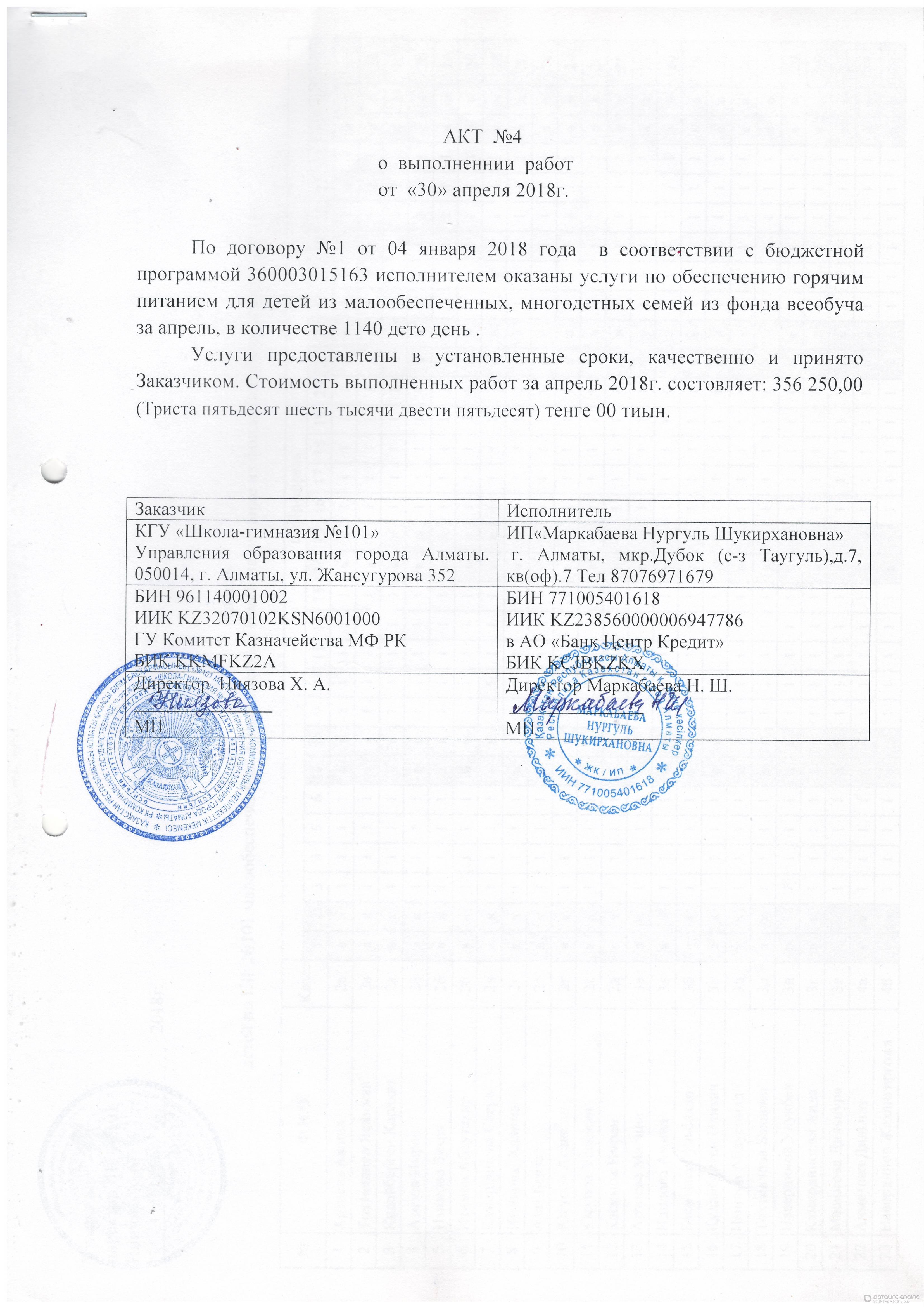 Акт за апрель