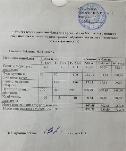 Ас мәзірі 03.11-07.11. 2025ж