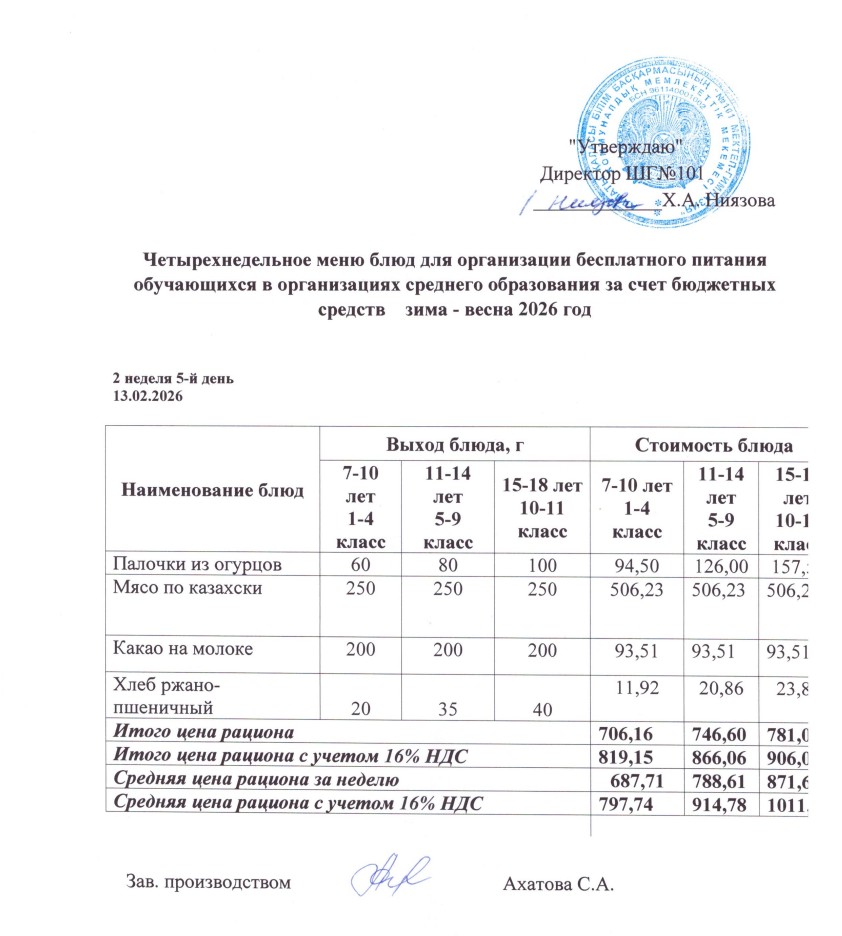 Ас мәзірі 09.02.-13.02.2026ж