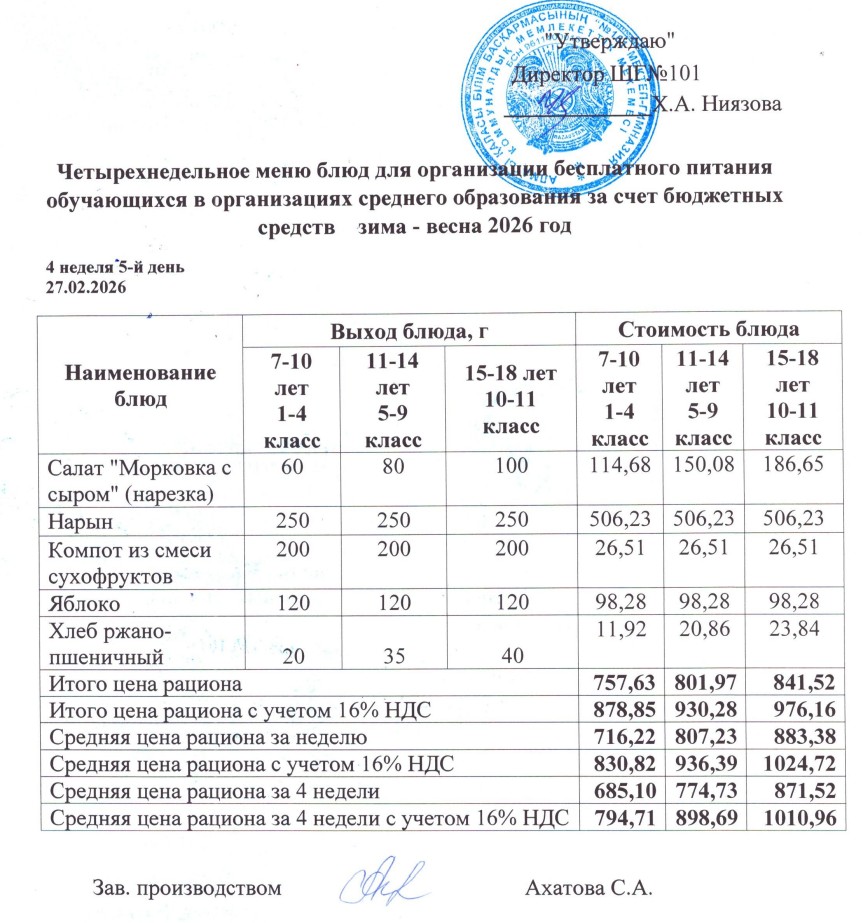 Ас мәзірі 23.02.-27.02.2026ж