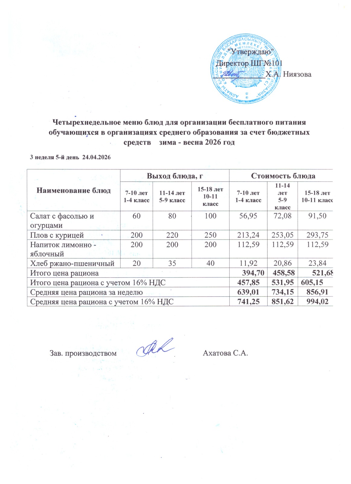 Ас мәзірі 20.04.-24.04.2026ж
